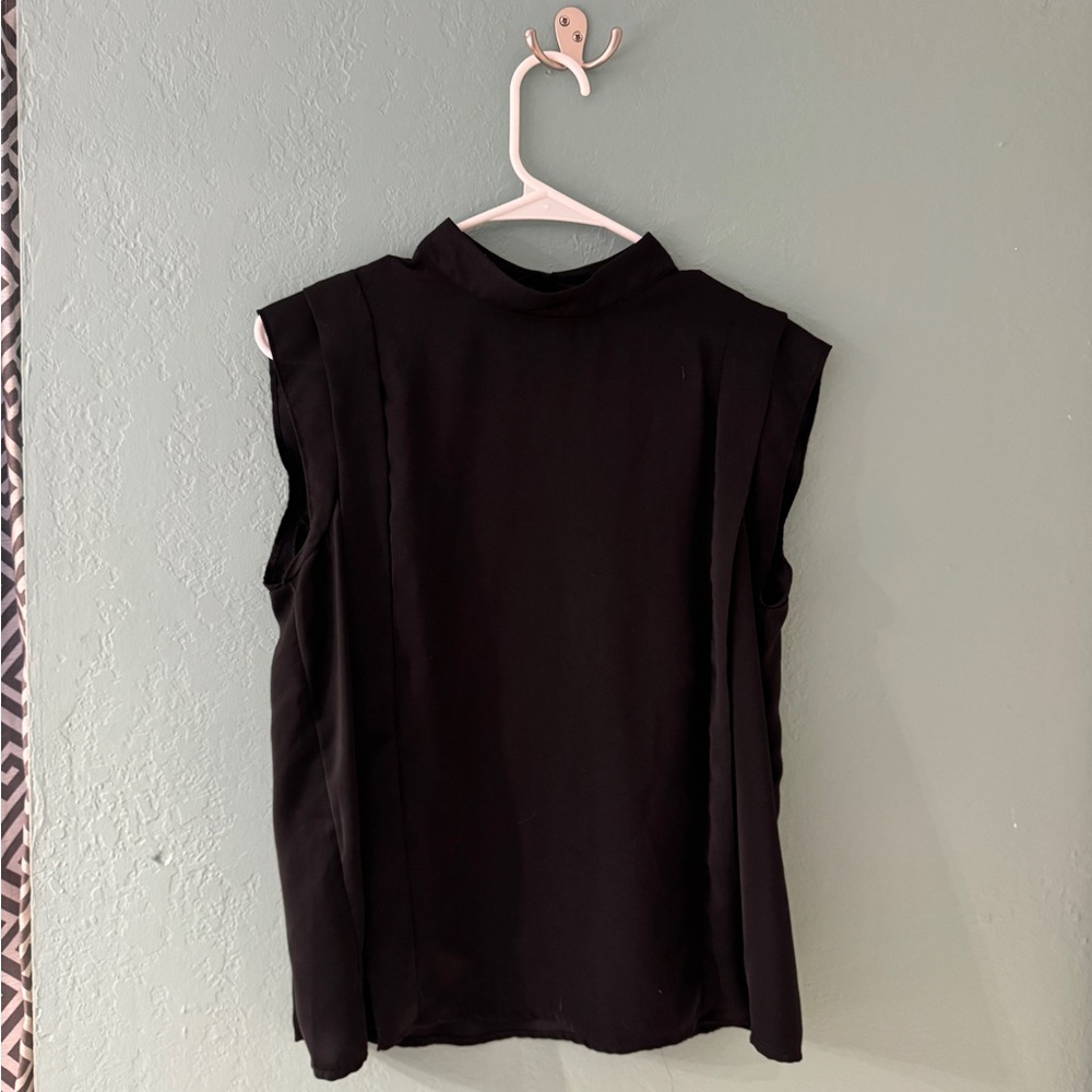 Who What Wear Black Mandarin Collar Blouse